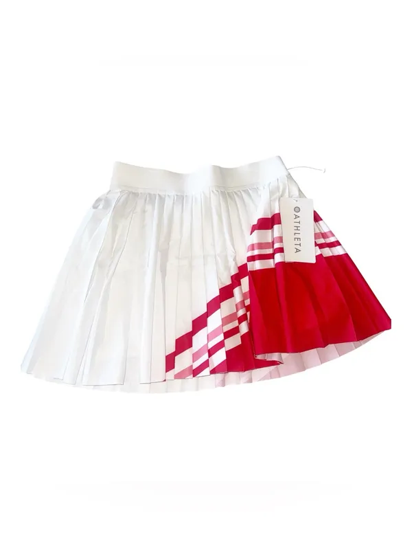 NWT $89 Athleta Women Skort Match Point Pleated Color Block XS Red White - Image 7