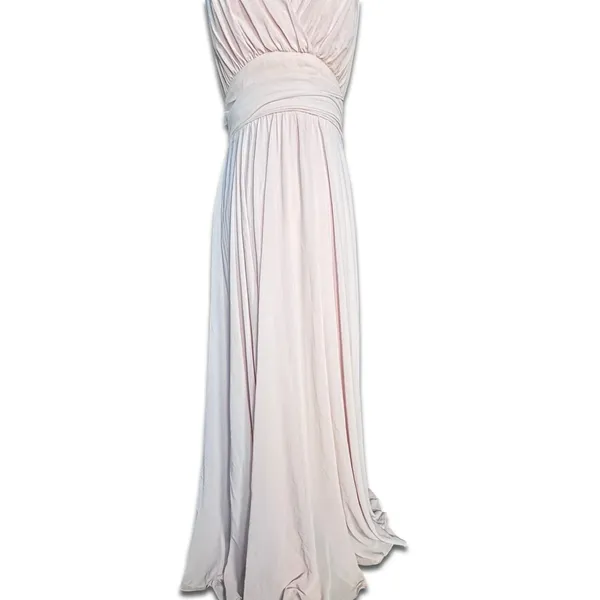 Lulus Baby‎ Pink Maxi Dress Pleated V Neck Strappy Formal Small Elegant Flowy - Image 7