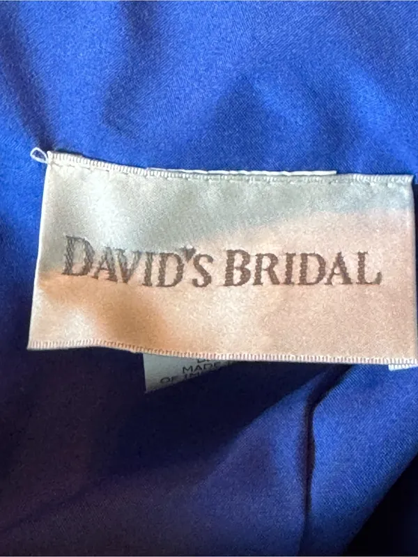 David's Bridal Royal Blue Cross-Over Halter Fit & Flare Mini Dress sz 8 - Image 6