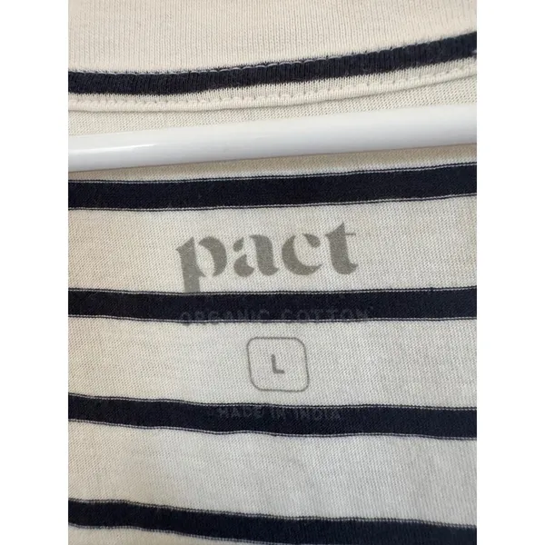 Pact navy & white striped organic cotton tank dress size large - Image 2