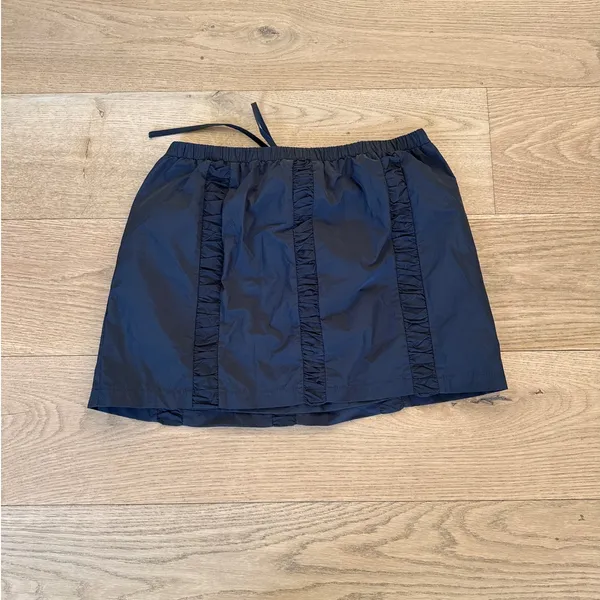 White Fox Mini Skirt Ruche Detail Tie Waist Size M Gray - Image 3
