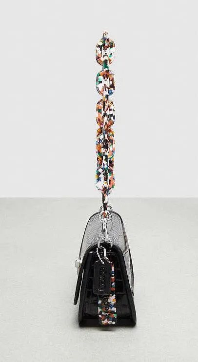 Coach Wavy Dinky Bag Crossbody Black Croc Embossed Coachtopia Leather Purse NWT - Image 4