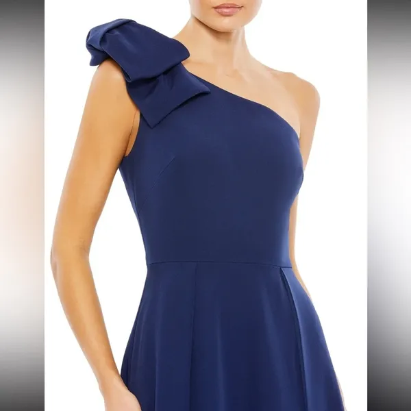 NWT Ieena MacDuggal Bow One Shoulder A-Line Gown Midnight Size 6 - Image 3