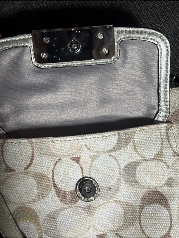 Coach Kristin Swing Bag Crossbody Sequin Signature white Brown - Image 10