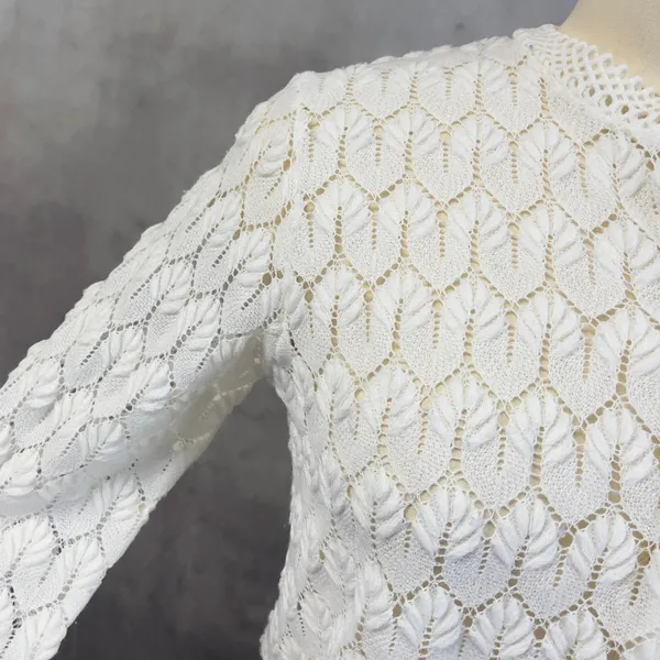 Vintage 60s Americana Womens Pointelle Knit Cardigan Sweater‎ Size Medium Japan - Image 6