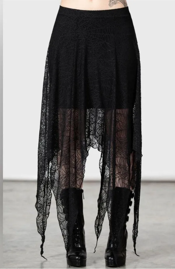 Killstar Caroline Black Lace Handkerchief Hem Skirt XS - Image 3
