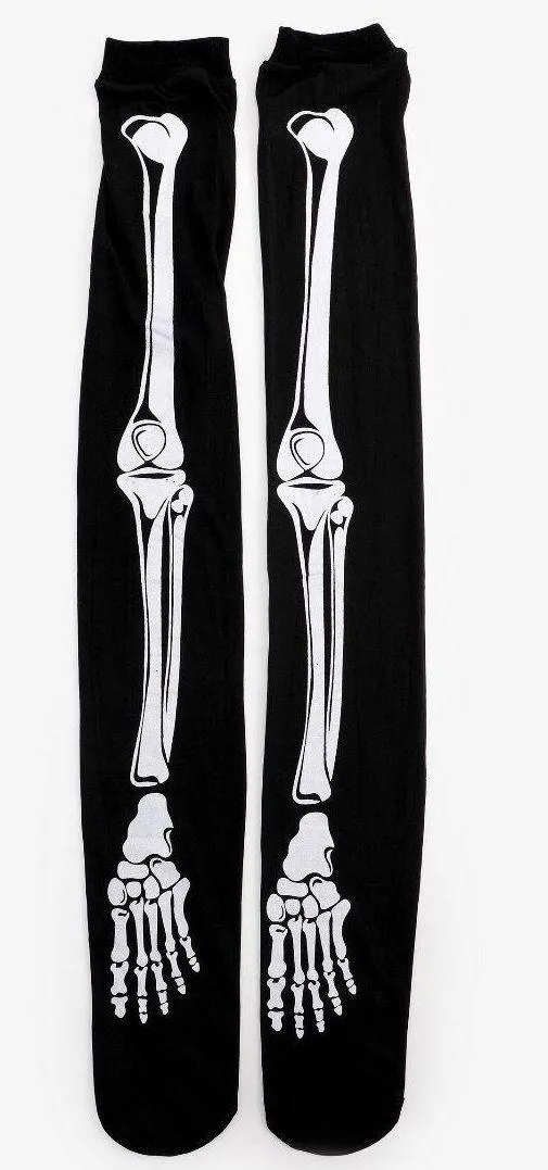 Over The Knee Skeleton Socks Black - Image 2