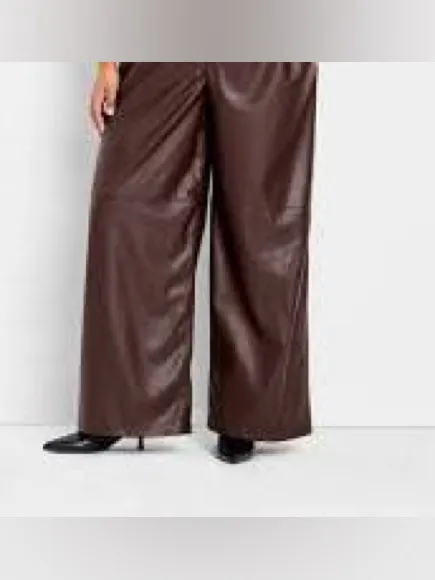Women's Mid-Rise Wide Leg Faux Leather Pull-On Pants - Future Collective NWOT - Image 7
