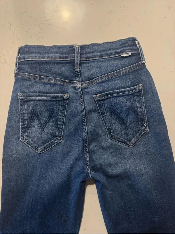 Mother The Tripper Ankle Fray Jeans Size 25 Blue Crop Raw Hem Premium Denim - Image 7