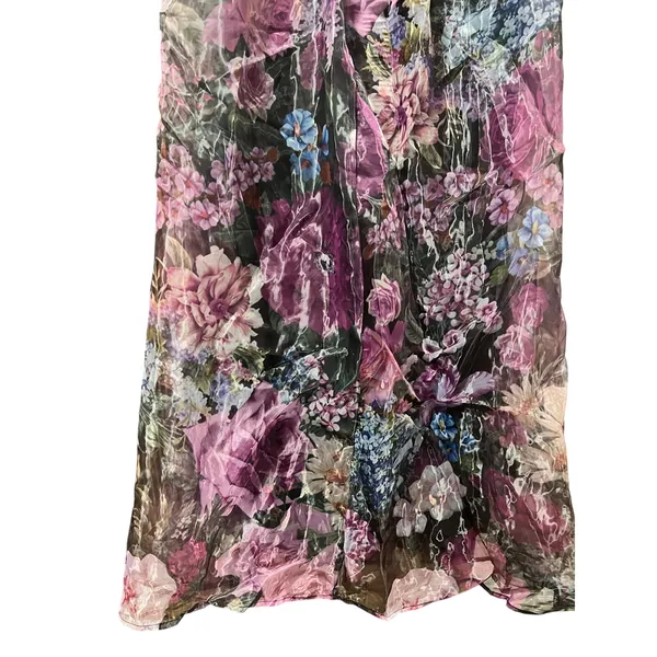 SheIn Stunning One-Shoulder Floral Organza Sheer Maxi Dress Purple & Black M - Image 4