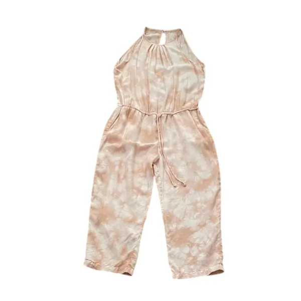 CLOTH & STONE Anthropologie Yashi Jumpsuit Large Pink Tie Dye Tencel Halter - Image 4