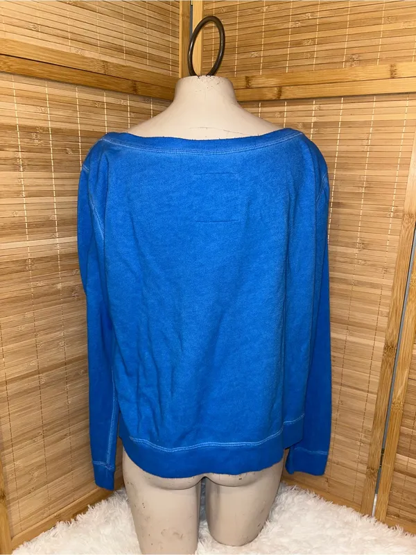 Hollister California CO. blue off shoulder long sleeve lightweight sweatshirt L - Image 3