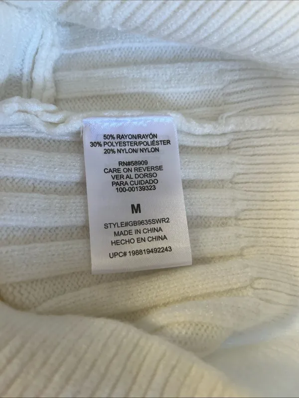 GB girls Cream Ribbed Twist-Front Mock Neck Sweater - Image 6