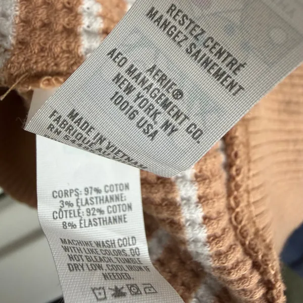 Offline by Aerie Striped Waffle Cropped Tee Long Sleeve Casual Minimalist Small - Image 7