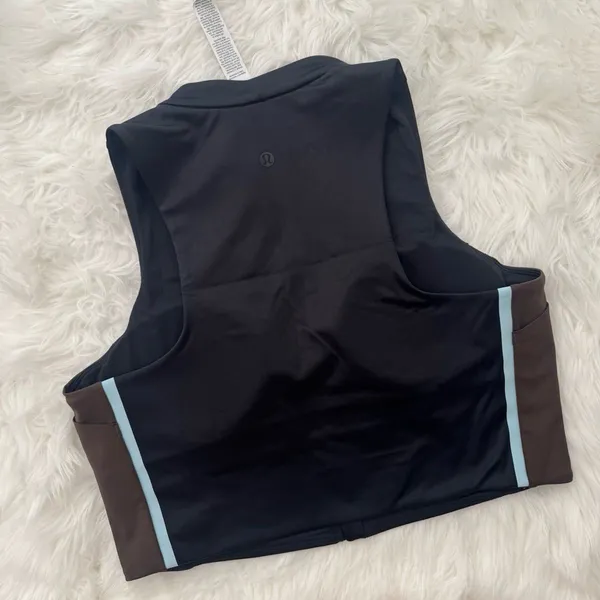 Lululemon Satin Shine Full Zip Tank Top Black Walnut Crunch Foam Cloud Large - Image 8