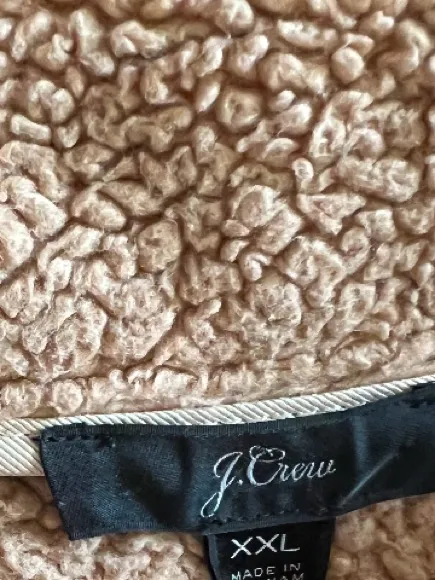 J.Crew Cozy Teddy Fleece Half-Zip Pullover Light Brown‎ with Neon Zip size XXL - Image 3