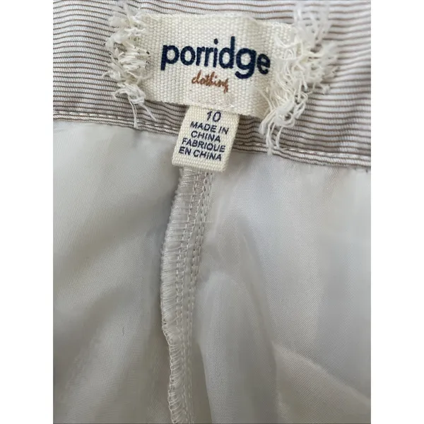 Porridge Gold Stripe Wide Leg‎ Pants Womens Size 10 White Jacquard High Rise - Image 6