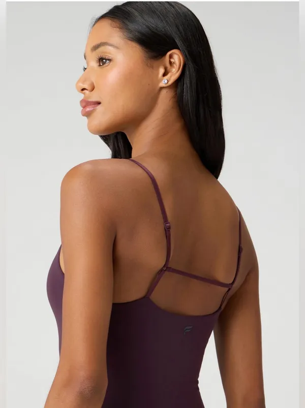 Fabletics Strappy Seamless Maxi Dress Small Oxblood Burgundy Bodycon Minimal - Image 3