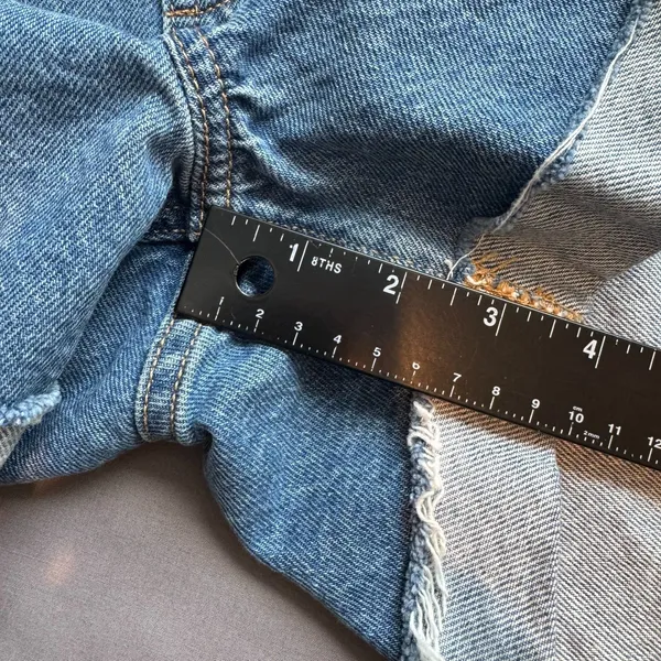 Old Navy Overall Shorts Women's XL Blue Denim Shortalls Cuffed Classic - Image 12
