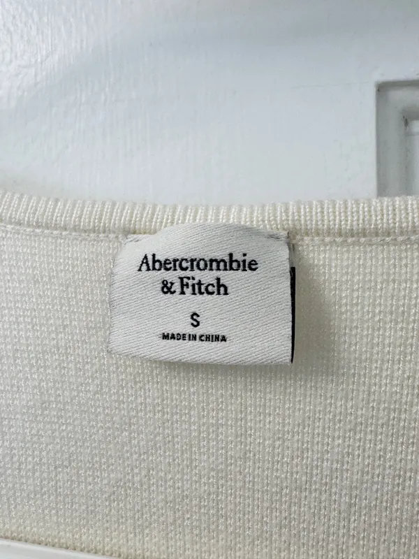 Abercrombie & Fitch White Zip Up Long Sleeve Shirt - Image 2