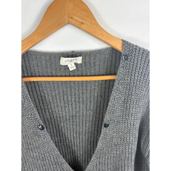 Umgee Cable Knit Longline Grey Cardigan Size Medium - Image 3