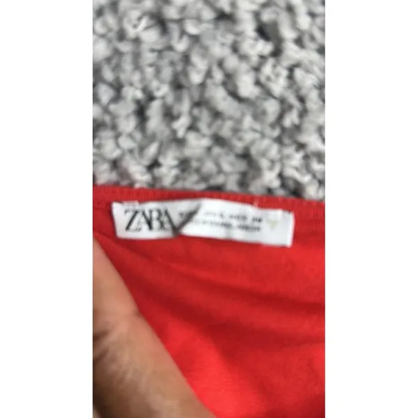Zara Womens Red Halter Crop Top L NWOT Sleeveless Plunge Neck Summer Casual - Image 3