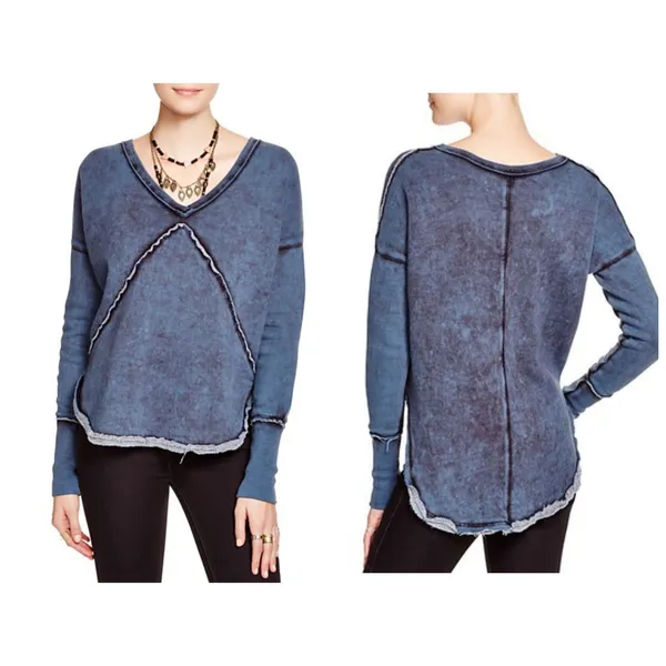 Free People Westeros Distressed Sweatshirt Size Small Bohemian Oversized - Image 11