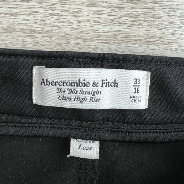 Abercrombie & Fitch‎ Curve Love Pants 33/16 Faux Leather 90s Straight High Rise - Image 9