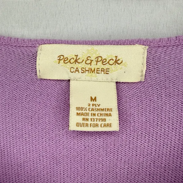 Peck & Peck 2 Ply 100%‎ Cashmere M Sweater Lilac Cable Knit Lightweight Pullover - Image 5