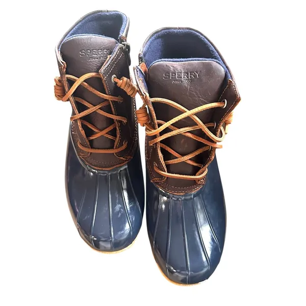 SPERRY Saltwater Duck Boot Brown/Navy NWOT w BOX‎ Sz 9 - Image 4