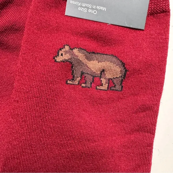 J.Crew Men's Bear Theme Graphic Design Trouser Socks OS - Image 5