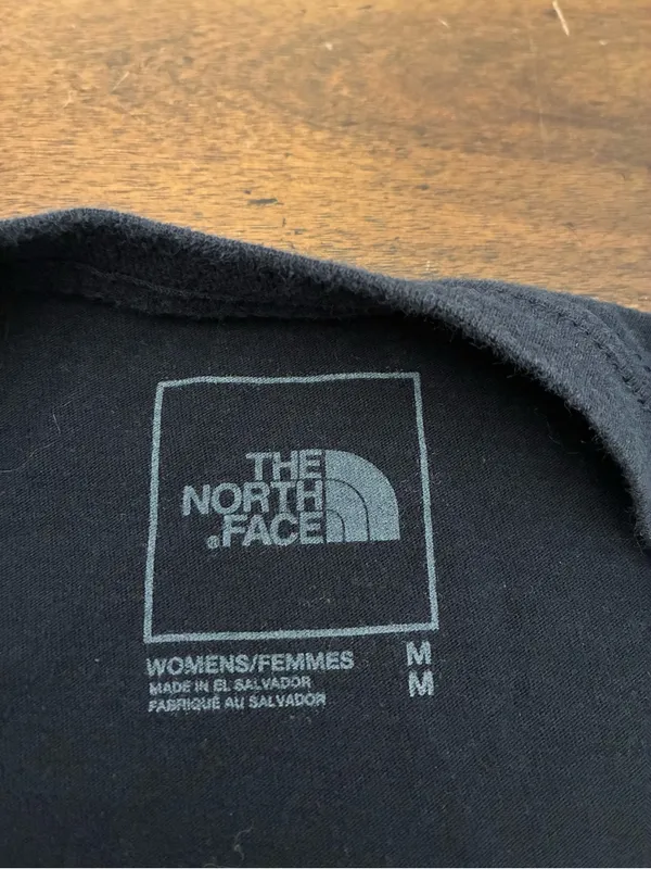 The North Face T-Shirt Long Sleeve Women’s Medium Navy Blue Logo - Image 2