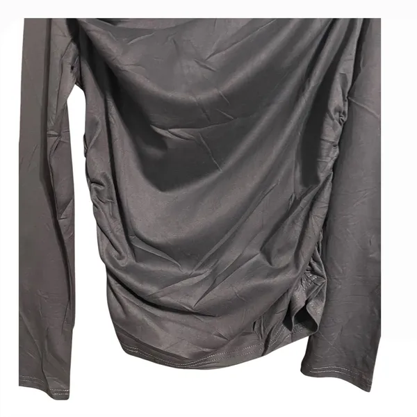 Charcoal Gray Ruched Off Shoulder Long Sleeve Top Size M - Image 5