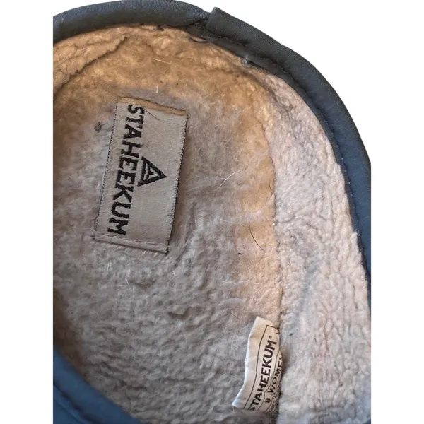 Staheekum Women's 8 Cozy Cabin Slippers Blue Camping Print DOG COFFEE - Image 2