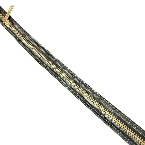 Michael Kors Black Leather Belt Gold Zipper Detail Fashion Buckle Size L Flaw - Image 11