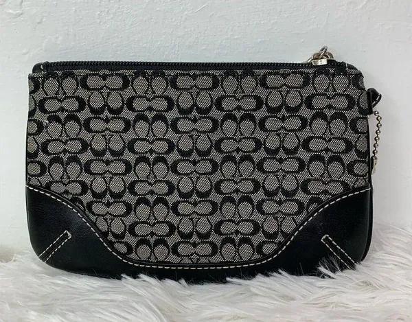 COACH Black Signature Canvas Wristlet - Image 2