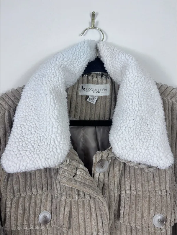 Koolaburra Ugg Corduroy Jacket Removable Fur Collar Camel Sz XL - Image 3