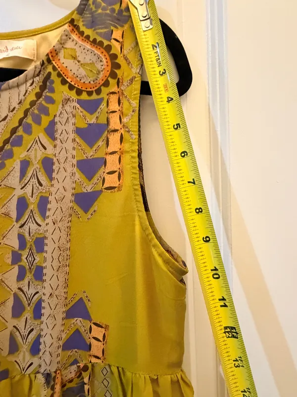Altar’d State Paisley Boho Babydoll Dress Large Sleeveless Chartreuse Festival - Image 7