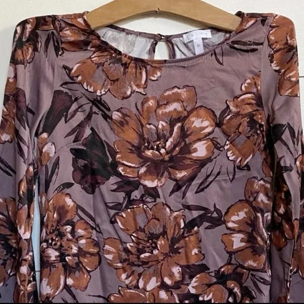 Leith Ladies Purple Floral‎ Tunic Mini Dress Flare Sleeves XS - Image 4