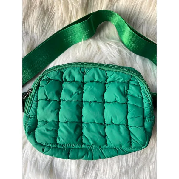 Stylish Green Quilted Belt Bag/Waist Bag - Image 2