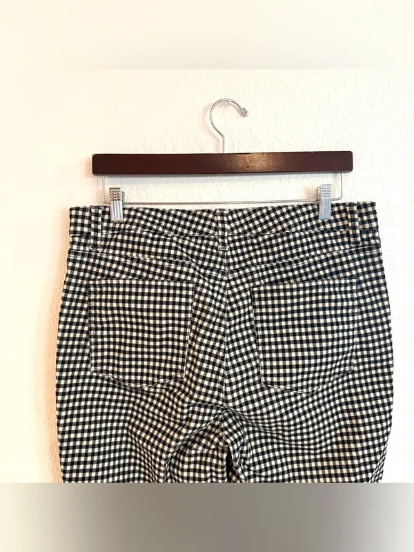 Talbots Womens Pants Black White Plaid Corduroy High Waist Straight Leg Size 12 - Image 4