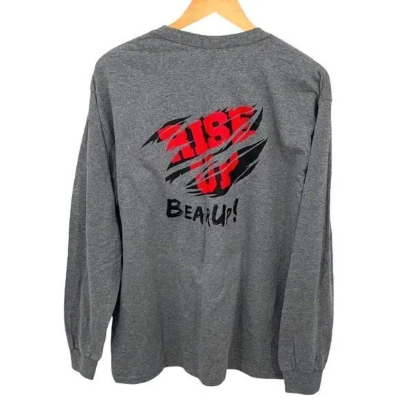 Gildan Harvard Bear Up Rise Up Long Sleeve Crewneck T-Shirt‎ Size Large Gray - Image 3