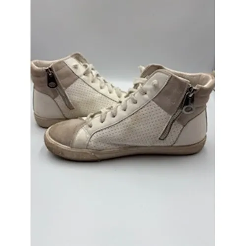Vintage Havana High Top Sneakers White Grey Gold Star Zip Preppy Sorority 8.5 - Image 3