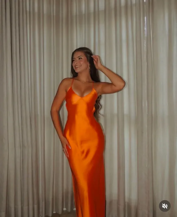 ZARA dress maxi midi hot orange satin effect wedding party cocktail - Image 5