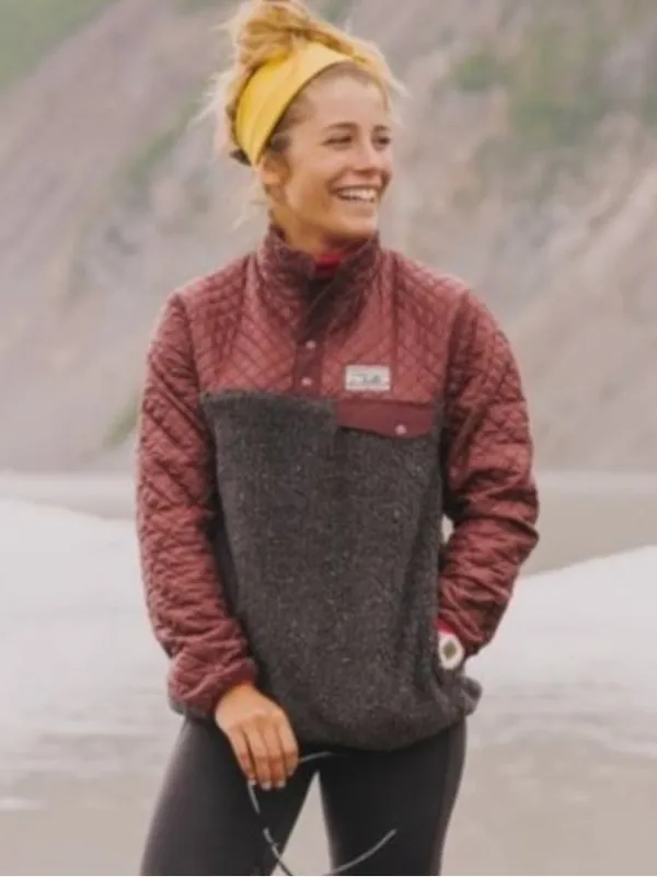 Patagonia Mixed Media Snap-T Pullover Quilted Jacket Drumfire Red Women’s Small - Image 2