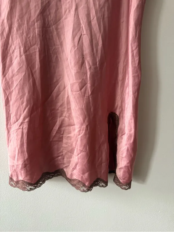 Victoria's Secret Pink Slip with Brown Lace Trim - Image 3