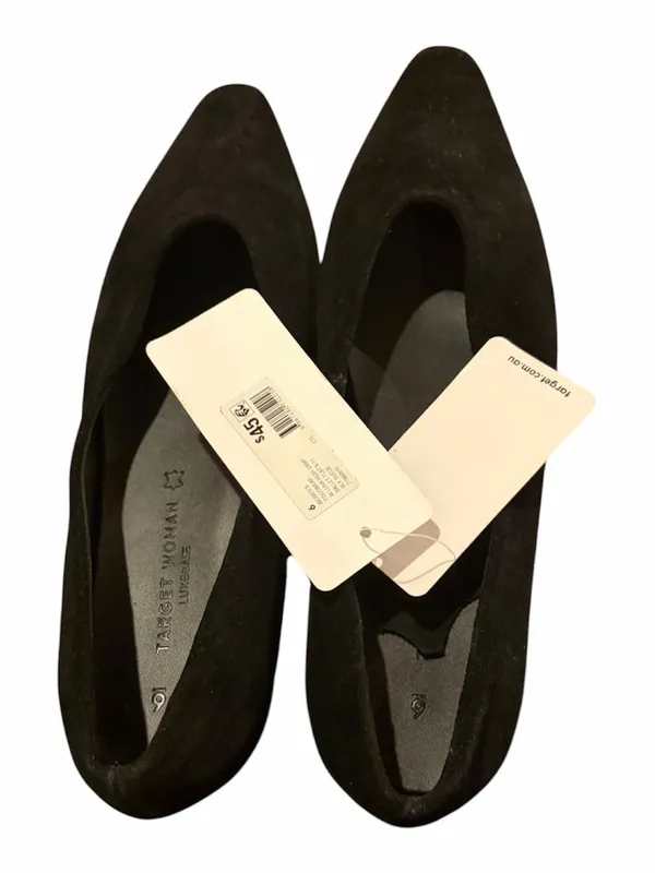 Target Woman ‘Luxe Base’ Black Suede Leather Pointed-Toe Flats Size 6 NWT - Image 2
