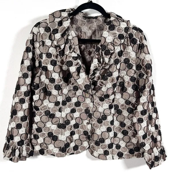 Vintage Samuel Dong Blazer‎ Jacket Womens Ruffle Embroidered Avant-garde L / X - Image 2