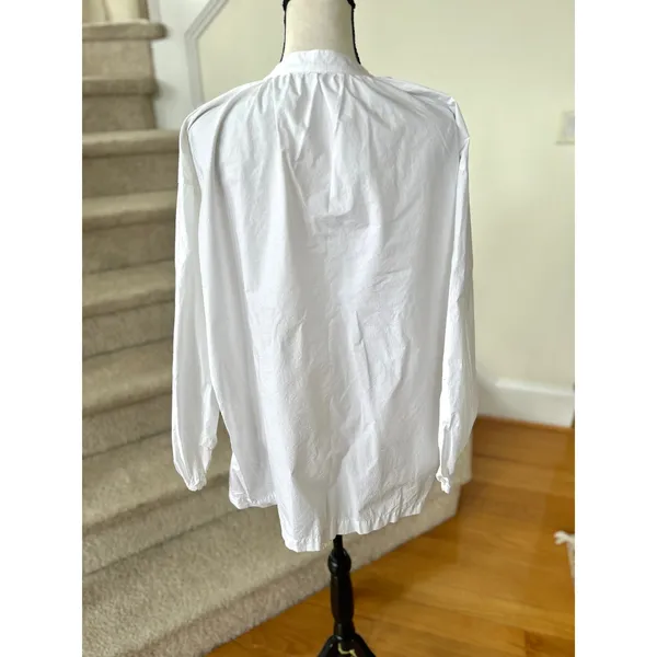 Free People Oversize White Peasant Blouse Long Blouson Sleeves - Image 7