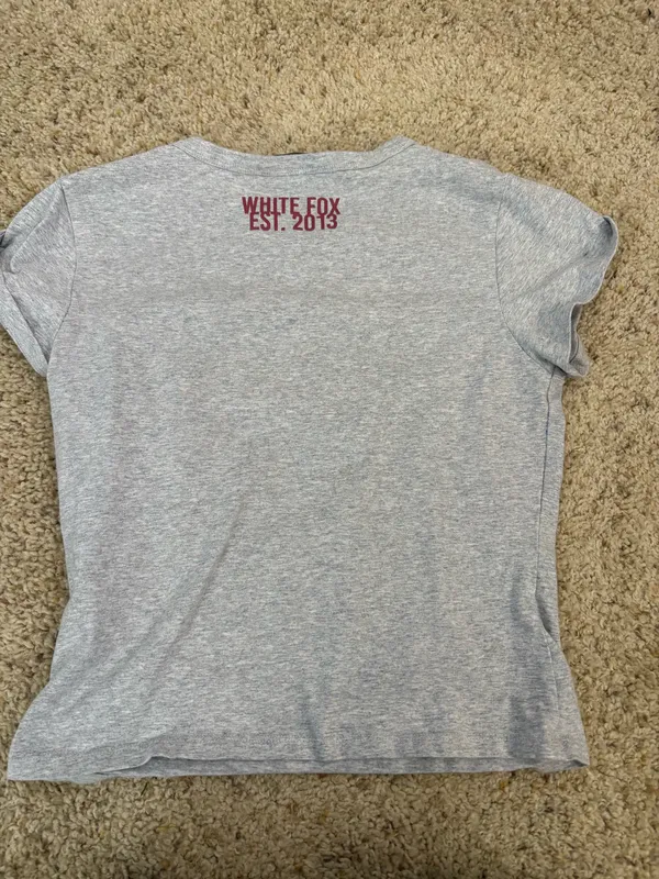 Grey Crop White Fox Boutique Top - Image 3